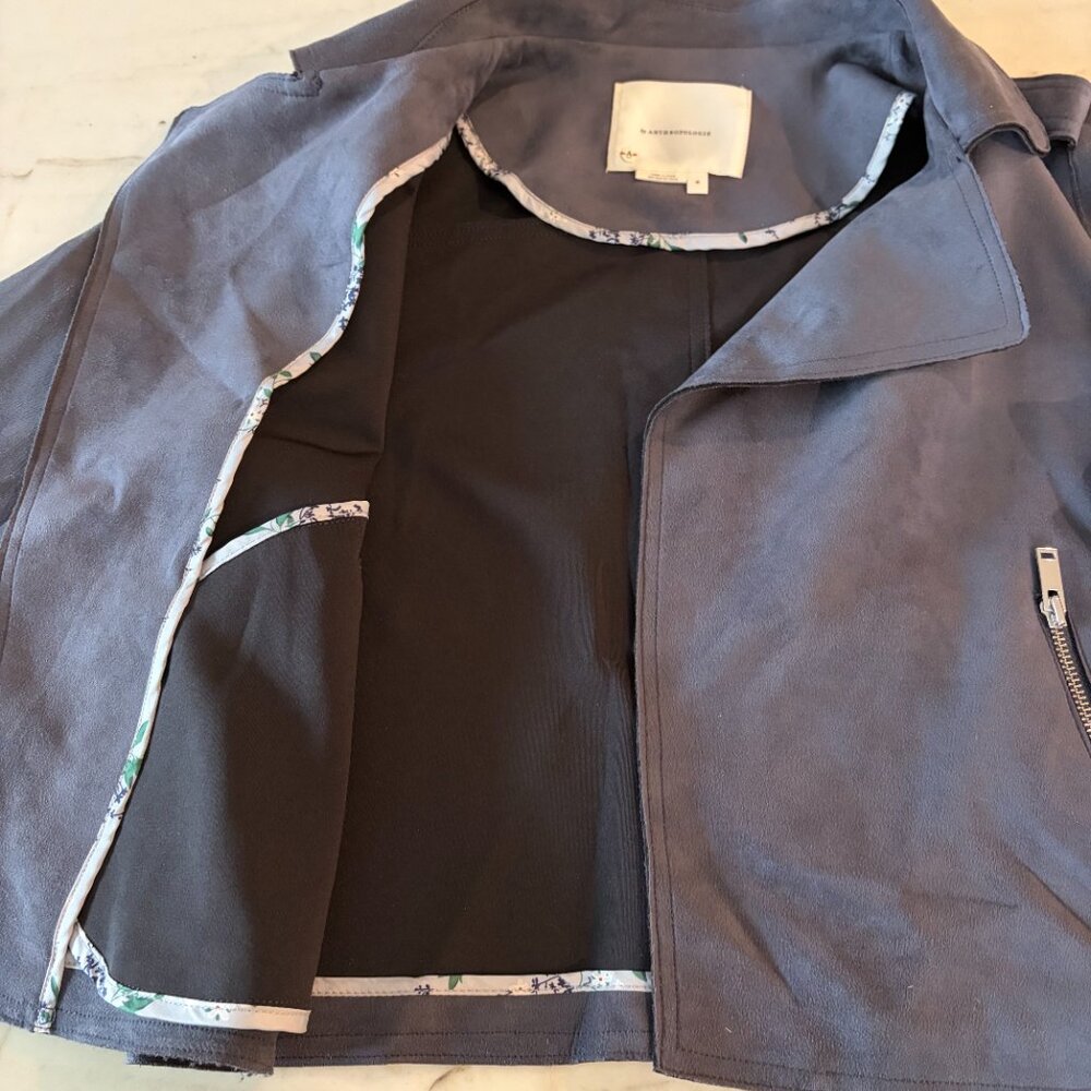 Anthropologie Medium Women's Expressway Faux Suede Moto Jacket - Picture 4 of 6